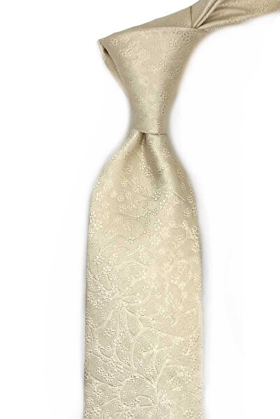 Kravatkolik Κρεμ μοτίβο λουλουδιών στυλ Soprazzo Ιταλική μεταξωτή γραβάτα IΚ1748