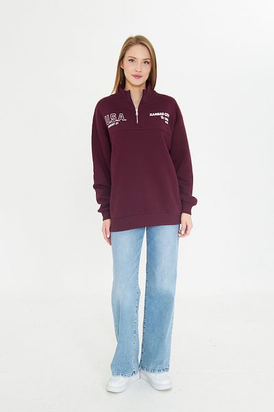 Oyga Women's Half Zipper Printed Swearshirt