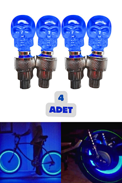 Vekorr 4 Adet Mavi Renk Hareket Sensörlü Led Işıklı Sibop Kafatası Şekilli Bi...