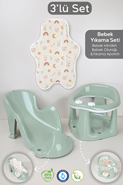 Meleni Baby 3'lü Set - Vakumlu Bebek Yıkama Aparatı, Vakumlu Destekli Banyo O...