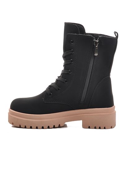 WALKWAY Girls' Shearling Boots - Black-Salmon, Leonis F