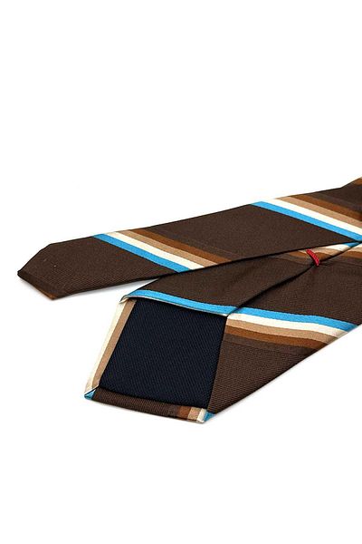 Kravatkolik Vedeheto Style Brown Line Pattern Italian Silk Tie Hr1753