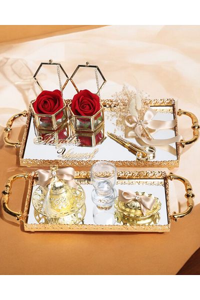 CyzHome Affection Lace Gold Promise Engagement Tray