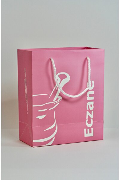 ÇABUKLAR Eczane Karton Çanta Körüklü Pembe (20x10x23,50 cm) - 25 Adet