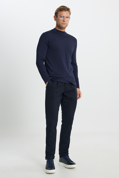 ALTINYILDIZ CLASSICS Standard Fit Normal Cut Half Turtleneck Basic Knitwear Ecru Sweater