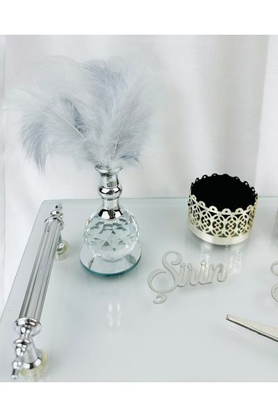 CyzHome Devotion Silver Transparent Promise and Engagement Tray Set