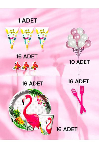 VibeHome Flamingo Themed m Pack for 16 - Birthday Party and Fun Events