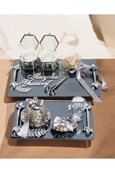 CyzHome Harmony Silver Promise and Engagement Tray Groom Cup Coffee Tray