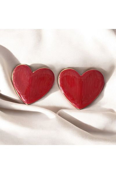 Kutcha Accessories Heart Shaped Steel Earrings - Stylish and Modern Design