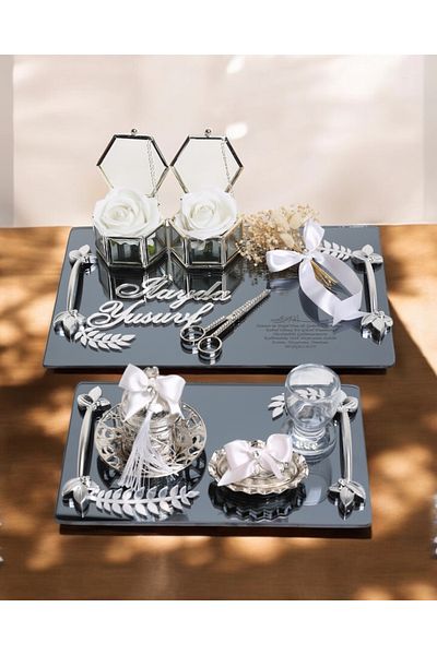 CyzHome Harmony Silver Promise and Engagement Tray Groom Cup Coffee Tray