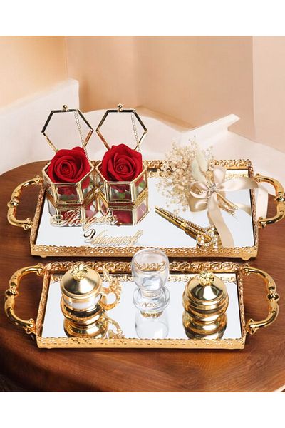CyzHome Affection Lace Gold Promise Engagement Tray
