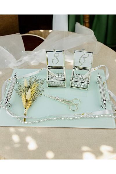 CyzHome Harmonized White Promise Tray and Groom Coffee Cup