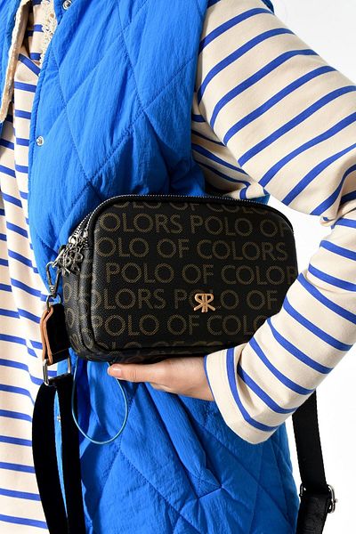 Paul Brand Geantă Polo Crossbody cu o mulțime de ochi - Femei, Negru Maro, Geantă de umăr rezistentă la apă İmp7006