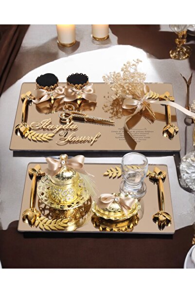 Cyz Home صينية الخطوبة من Harmony Gold Promise وصينية أكواب القهوة للعريس