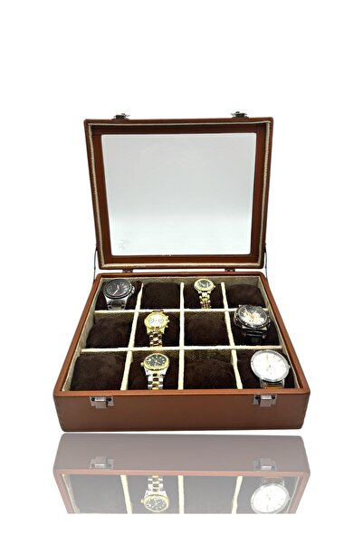 Dijital Çarşı 12'li Saat Kutusu Saat Çantası Taba