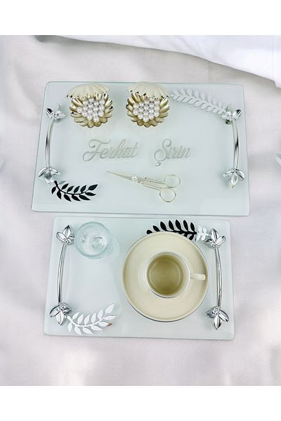 CyzHome Admire Transparent Engagement Tray and Groom Coffee Cup Tray