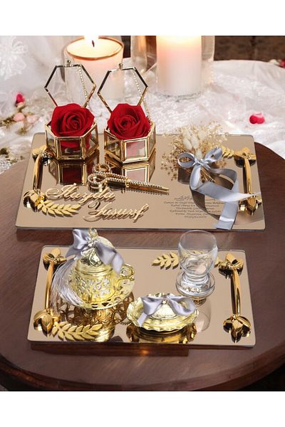 CyzHome Harmony Promise Tray and Groom Coffee Cup Tray