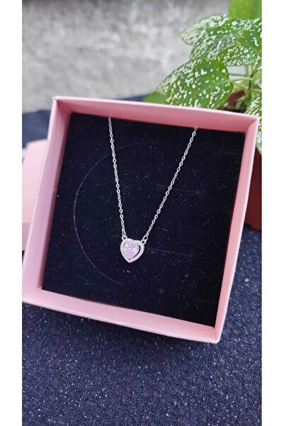 MELENY Çelik Pandora,m Model Kalpli Kolye Pembe Kalp