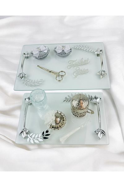 CyzHome Admire White Transparent Engagement and Groom Coffee Cup Tray