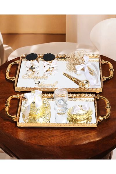 CyzHome Affection Lace Gold Promise Engagement Tray
