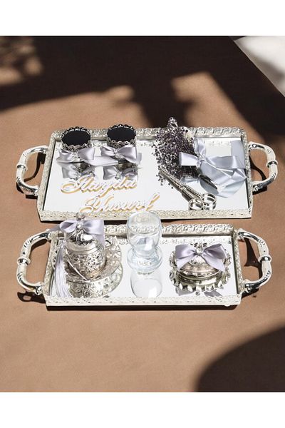 CyzHome Affection Lace Silver Promise and Engagement Tray