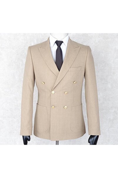Jan Carlucci Yazlık Kruvaze -Yarım Astar- Metal Düğme Slimfit Drop 6 Ceket- B...