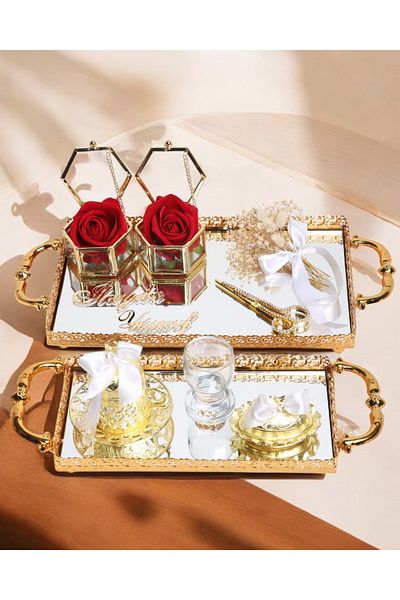 CyzHome Affection Lace Gold Promise Engagement Tray