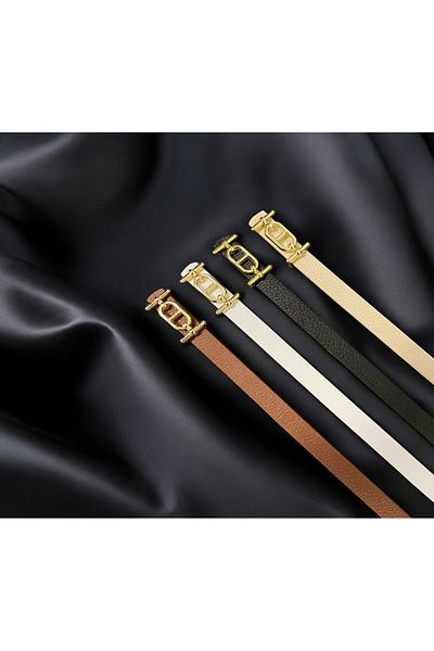 Dolce خصم فلاش 4 قطع، حزام رفيع بإبزيم ذهبي، حزام بنطلون، حزام قميص، حزام معطف