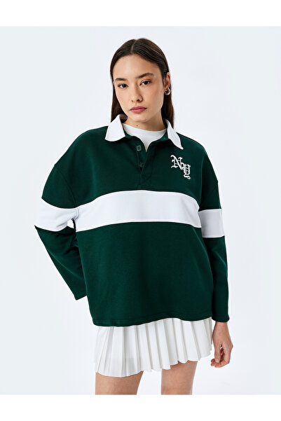 Koton Φούτερ με κέντημα με κουμπιά με κουμπιά με κουμπιά