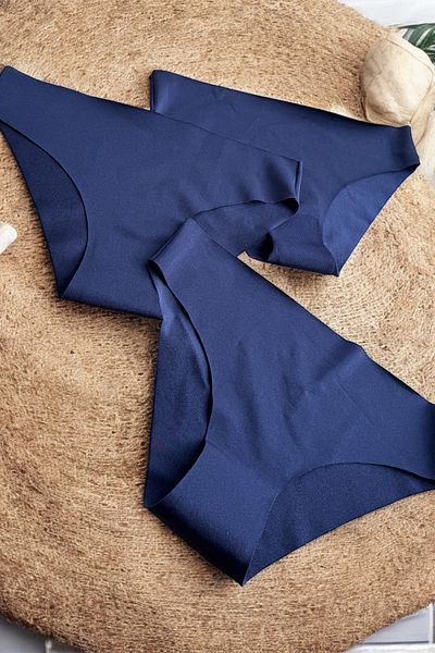 BLİSS WEAR FASHION Chiloți de damă, 3 piese, albastru marin, tăiați cu laser