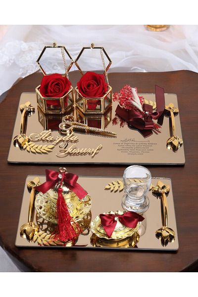 CyzHome Harmony Promise Tray and Groom Coffee Cup Tray