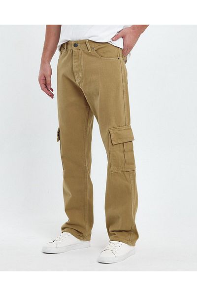 Oliggopol Ανδρικό Mustard Baggy Cargo Παντελόνι Άνετο Εφαρμογή Cargo Baggy με τσέπες
