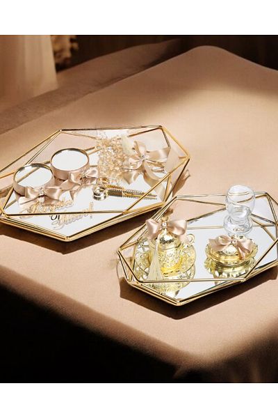 CyzHome Elation Gold Prism - Promise Engagement and Groom Beige Cup Tray