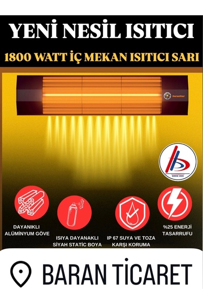 Yeni Nesil Halojen Isıtıcı 1800 Watt Sarı