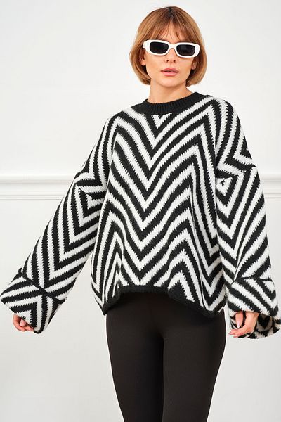 DPARİS Pulover de tricotaj cu model în zig-zag