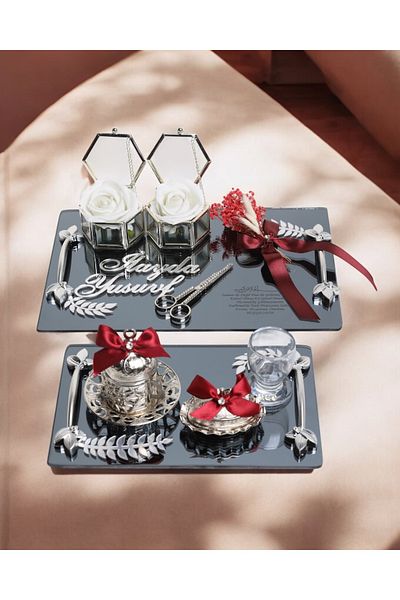 CyzHome Harmony Silver Promise and Engagement Tray Groom Cup Coffee Tray