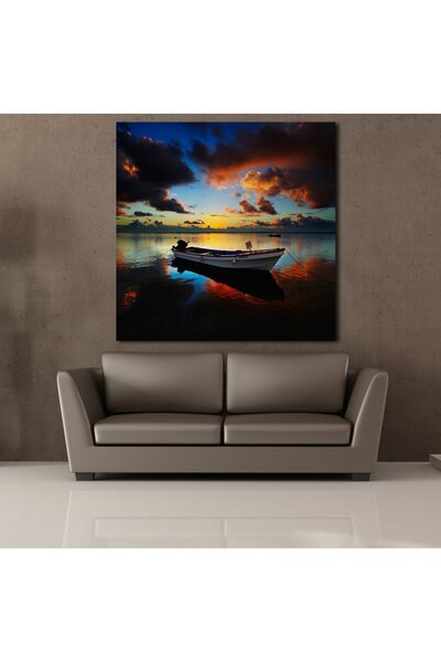 TECHNOPA Sahilde Kayık Kanvas Tablo 50x50cm