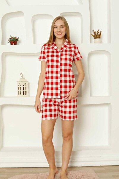 Miss Merveille MİSS MERVEİLLE Червоні шорти в клітинку з ґудзиками спереду 27...