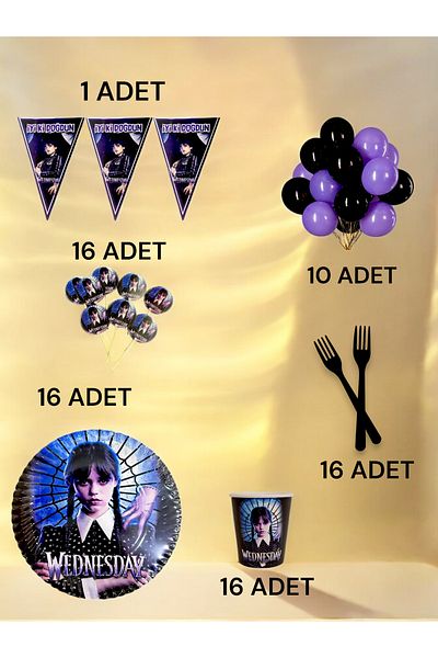 VibeHome Wednesday Themed m Pack for 16 - Birthday Party and Fun Events