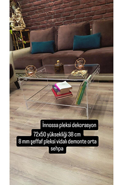 innossa pleksi dekorasyon 8 mm şeffaf pleksi vidalı demonte orta sehpa