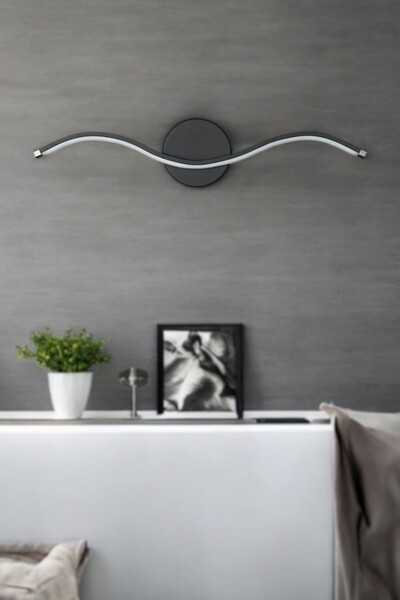 LEGACY Wave Modern Tasarım Siyah Renk Gün Işığı Ledli Banyo - Mutfak - Salon Led Duvar Aplik