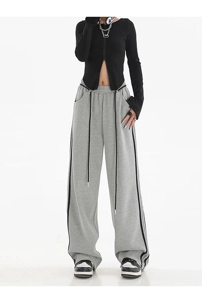 RockMore Stripe Detail Gray Sweatpants