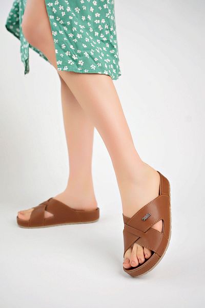 epaavm Tan Orthopedic Slippers - Cross Banded