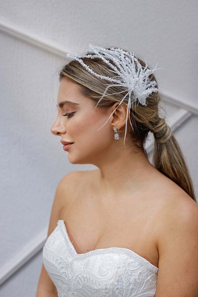 Turkuaz Accesoriu pentru păr de mireasă / Accesoriu pentru păr alb cu pietre de nuntă de nuntă