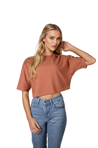 Terapi Men Tile Crew Deck Comfortable Fit Maneca Liliac Pique Tricou Crop Femei