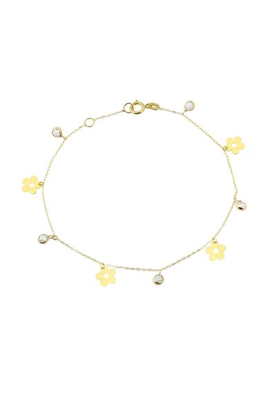 Glorria 14 Ayar Altın Çiçek Kadın Bileklik