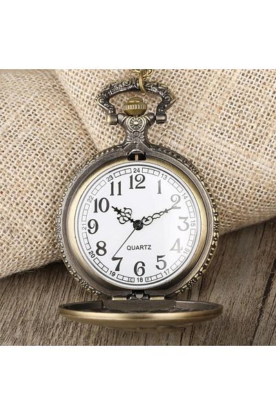 STİLLOVE Bronze Color Embossed Horse Themed Chain Pocket Watch Sl8095