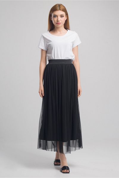 Bold & Young Women's Black Combed Cotton Lined Waist Rubber Tulle Skirt