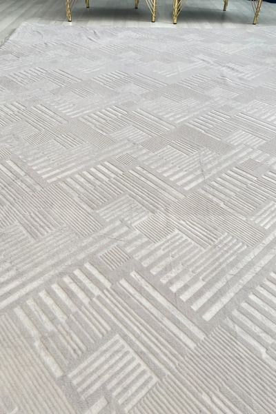 Armada Halı Örtüsü LASTİKSİZ  Gri Kare Desen.