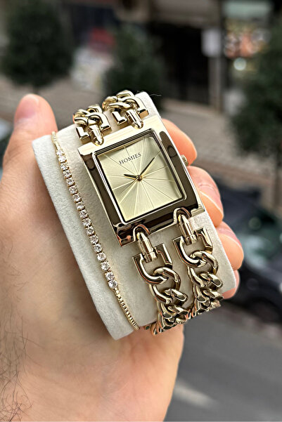 Homies Double Chain Women's Wrist Watch-Bracelet Gift.